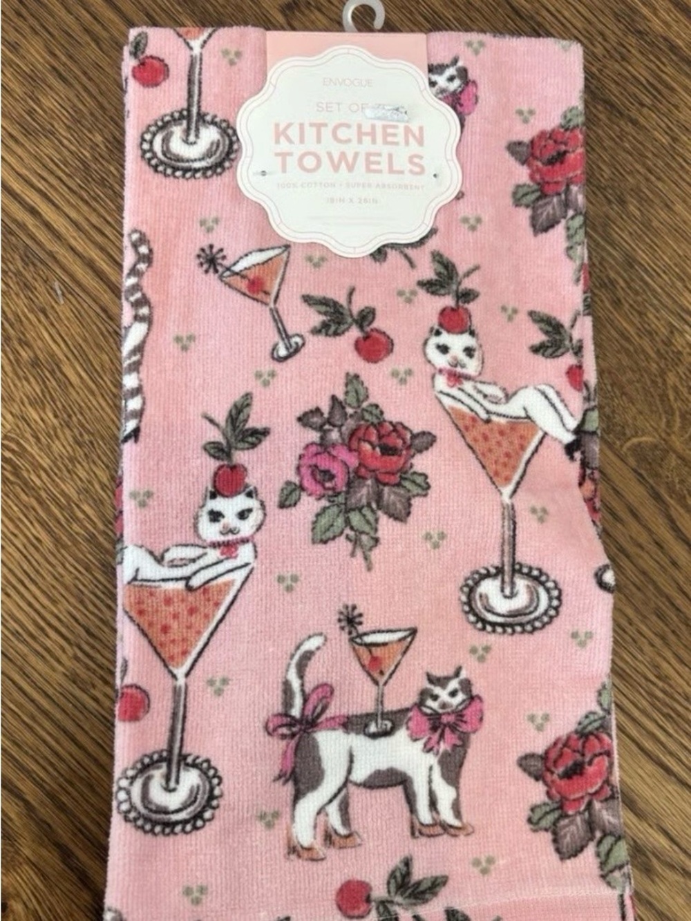 Envogue "Cat Cocktail Martini" 3-Piece Kitchen Towel Set